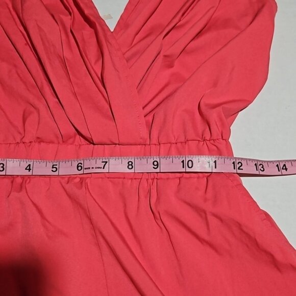 Coral Lightweight Halter Romper With Pockets - Picture 9 of 12